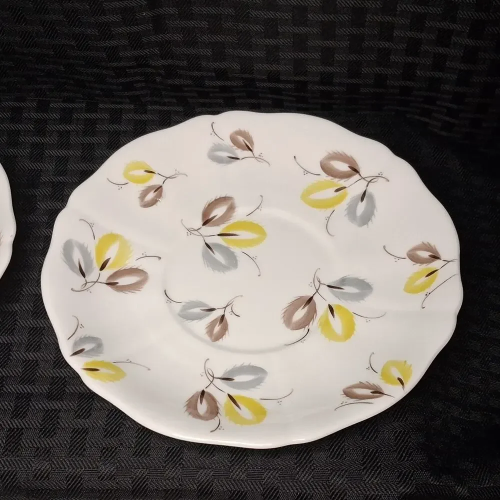 ADDERLEY Fine Bone China England-Carnival 4 Sets Flat Cream Soup Bowl and Saucer